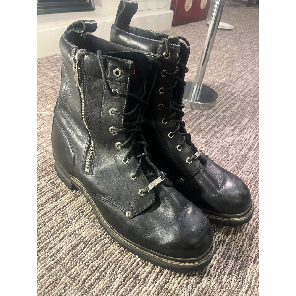 Harley-Davidson Mens Black Leather Side Zip Motorcycle Boots 91026 Size 15
